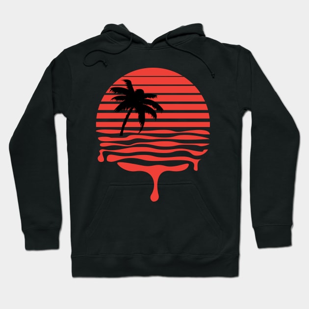 Retro Red Dripping Sunset Hoodie by Starquake